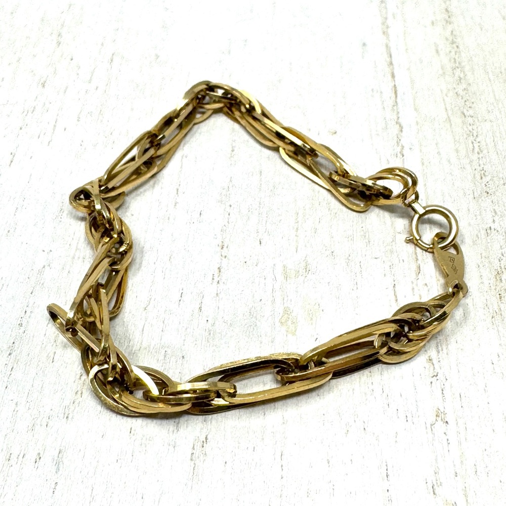 Solid 18k Yellow Gold Interlocking Bracelet, 11.8g - image 6